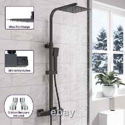 New 300mm Bathroom Thermostatic Exposed Valve Shower Mixer Square Bar Set Chrome