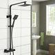 New 300mm Black Shower Thermostatic Bathroom Mixer Set Twin Head Exposed Valve