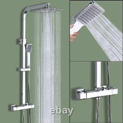 New Bathroom Thermostatic Mixer Shower Set Twin Head Exposed Valv SET