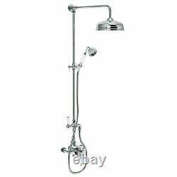 New Exposed Thermostatic Shower Mixer Bathroom Twin Head Round Square Bar Set UK