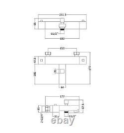 Nuie Square Wall Mounted Thermostatic Bath Shower Mixer