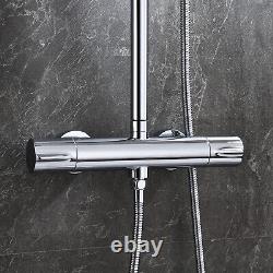 ONESHOWERS Thermostatic Mixer Shower Set Round Chrome Twin Head Exposed Valve