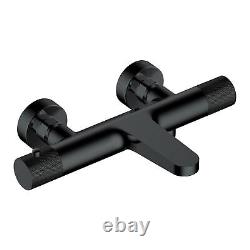 RAK Amalfi Thermostatic Wall Mounted Bath Shower Mixer Tap Matt Black