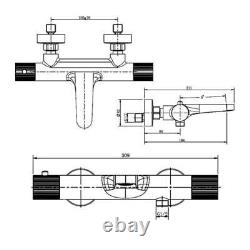 RAK Amalfi Thermostatic Wall Mounted Bath Shower Mixer Tap Matt Black