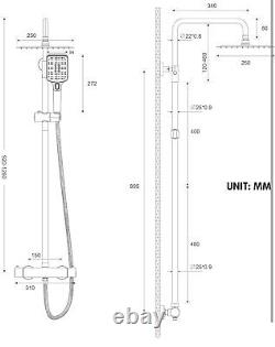 RRP £150 Rainsworth Thermostatic Shower Mixer Set Chrome 2525cm Square Rainfall