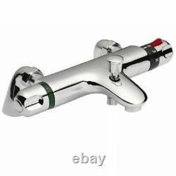 Richmond Bathroom Modern Chrome Deck Mounted Thermostatic Bath Shower Mixer Tab