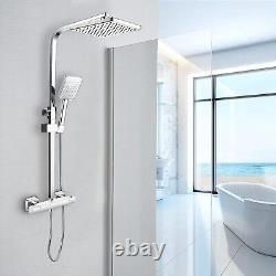 Ronvie Thermostatic Shower System Set, Chrome Rainfall Head Anti-Scald Mixer Tap