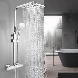 Ronvie Thermostatic Shower System Set, Chrome Rainfall Head Anti-Scald Mixer Tap