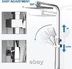 Ronvie Thermostatic Shower System Set, Chrome Rainfall Head Anti-Scald Mixer Tap