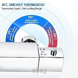 Ronvie Thermostatic Shower System Set, Chrome Rainfall Head Anti-Scald Mixer Tap