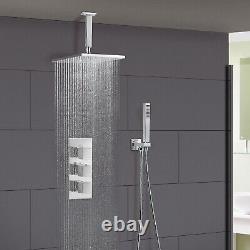 Rose 2 Way Square Concealed Thermostatic Mixer Valve Hand Held Shower Head Set