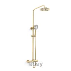 Round Bar Shower Mixer Drench 200mm Head Brushed Brass Kartel Ottone WRAS Mixer