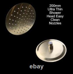 Round Bar Shower Mixer Drench 200mm Head Brushed Brass Kartel Ottone WRAS Mixer