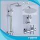 Round Chrome Thermostatic Shower Mixer With Rigid Riser Rail Kit, Sh104