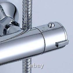 Round Chrome Thermostatic Shower Mixer with Rigid Riser Rail Kit, SH104