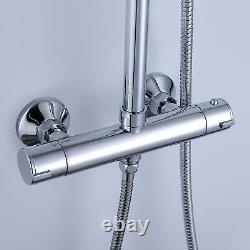 Round Chrome Thermostatic Shower Mixer with Rigid Riser Rail Kit, SH104