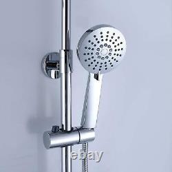 Round Chrome Thermostatic Shower Mixer with Rigid Riser Rail Kit, SH104