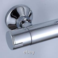 Round Chrome Thermostatic Shower Mixer with Rigid Riser Rail Kit, SH104