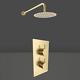 Round Concealed Thermostatic Mixer Shower Set Brushed Brass Valve Mixer -options