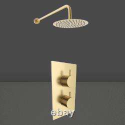 Round Concealed Thermostatic Mixer Shower Set Brushed Brass Valve Mixer -Options