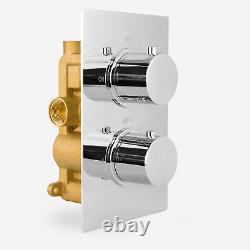 Round Square 2 Dial 1 Way Concealed Thermostatic Shower Mixer Valve Head Set