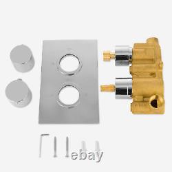 Round Square 2 Dial 1 Way Concealed Thermostatic Shower Mixer Valve Head Set