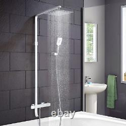 Round Square 3 Way Exposed Bathroom Thermostatic Shower Valve Mixer Twin Head