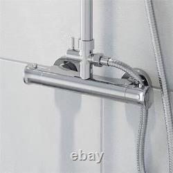 Round Thermostatic Bar Mixer Shower with Adjustable & Fixed Head Round