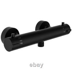 SCHÜTTE Thermostatic Shower Mixer Black Valve Tap Set Twin Outlet Bathroom vidaX