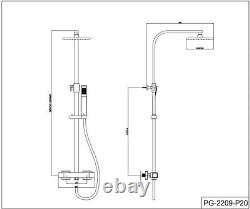 Shower Mixer Set, Shower System thermostatic, Adjustable-height Shower Mixer Bar