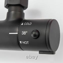 Siren Round Black Thermostatic Dual Control Twin Head Shower Mixer