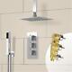 Slim Square Ceiling Head Concealed Thermostatic Shower Mixer Valve Chrome