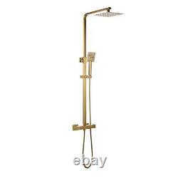 Square Thermostatic Bar Complete Mixer Shower Brushed Brass