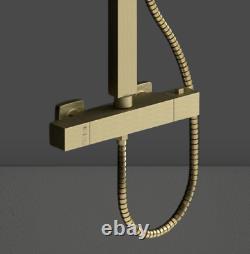 Square Thermostatic Bar Complete Mixer Shower Brushed Brass