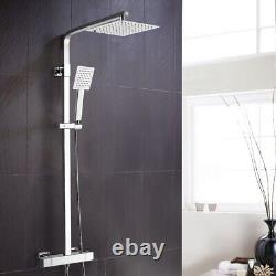 Square Thermostatic Exposed Mixer Shower Set Twin Head and Bar Kit Turner