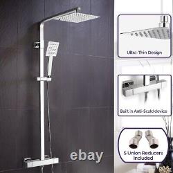 Square Thermostatic Exposed Mixer Shower Set Twin Head and Bar Kit Turner