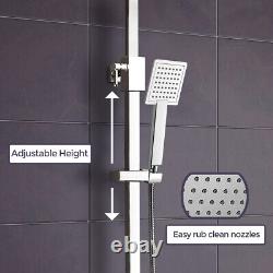 Square Thermostatic Exposed Mixer Shower Set Twin Head and Bar Kit Turner