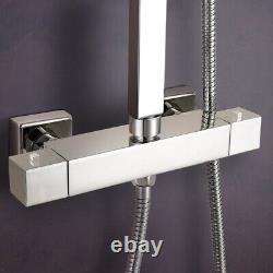 Square Thermostatic Exposed Mixer Shower Set Twin Head and Bar Kit Turner