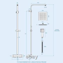 Square Thermostatic Exposed Mixer Shower Set Twin Head and Bar Kit Turner