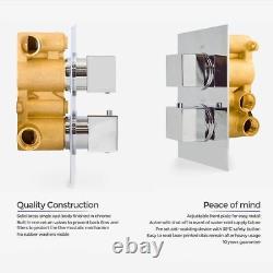 TEMEL THERMOSTATIC CONCEALED SHOWER MIXER BATHROOM SQUARE SLIM CHROME HEAD 300mm