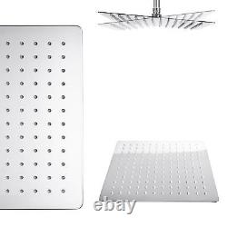 TEMEL THERMOSTATIC CONCEALED SHOWER MIXER BATHROOM SQUARE SLIM CHROME HEAD 300mm