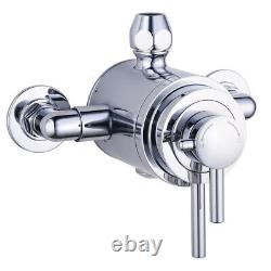 THERMOSTATIC CONCENTRIC EXPOSED Shower Mixer Valve Chrome 1 Outlet Twin Handle