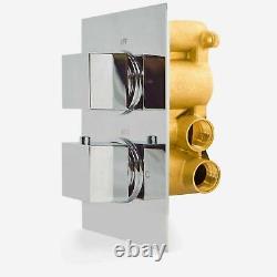 Temel Bathroom 2 Dial 2 Outlet Concealed Thermostatic Shower Mixer Valve Square