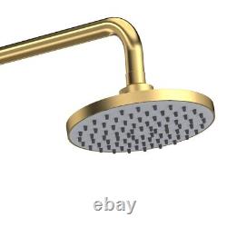 Thermostatic Bar Mixer Shower Kit Round Brushed Brass Adjustable Bathroom Shower