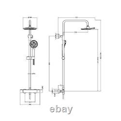 Thermostatic Bar Mixer Shower Kit Round Brushed Brass Adjustable Bathroom Shower