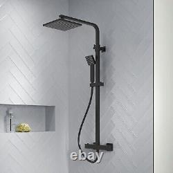 Thermostatic Bar Mixer Shower Kit Square Matte Black Adjustable Bathroom Kit