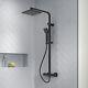 Thermostatic Bar Mixer Shower Kit Square Matte Black Adjustable Bathroom Kit