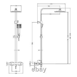 Thermostatic Bar Mixer Shower Kit Square Matte Black Adjustable Bathroom Kit