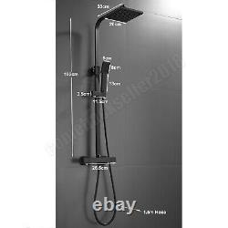 Thermostatic Bath Shower Mixer Riser Rail Kit Black Bathroom And Exposed Bar Set