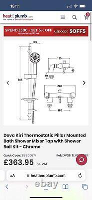 Thermostatic Bath Shower Mixer Tap Kit Methven SHTLV106/2BK CHROME